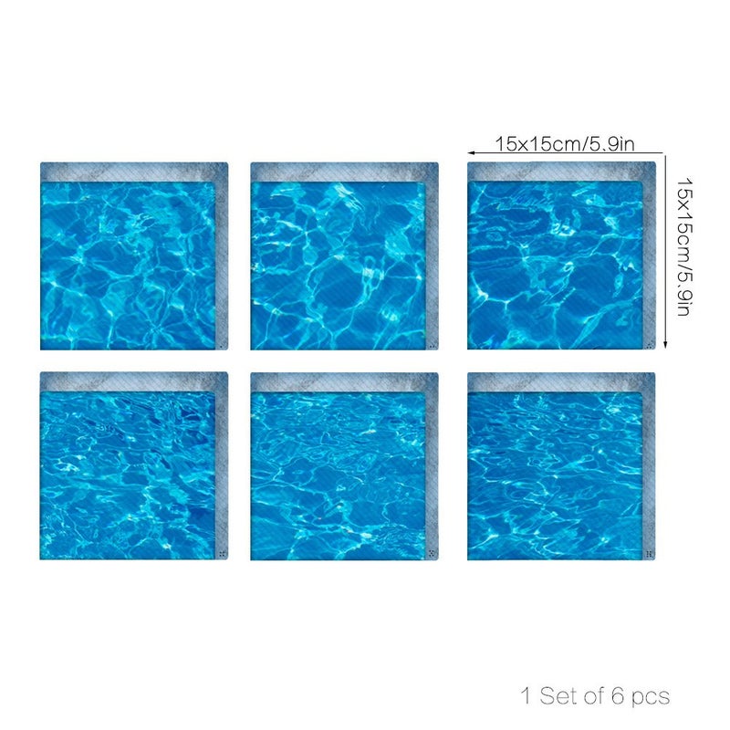 ChezMax 3D Stereoscopic Waves DIY Anti Slip Safety Shower Bath Tub Decal Stickers Bathtub Appliques 6 Pcs 5.9" X 5.9" - Image 3